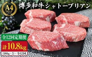 【全12回 定期便 】【極厚 シャトーブリアン 】180g×5枚 A4ランク 博多和牛 糸島 【糸島ミートデリ工房】[ACA165] ステーキ ヒレ ヒレ肉 フィレ ヘレ 牛肉 赤身 黒毛和牛 国産 ランキング 上位 人気 おすすめ