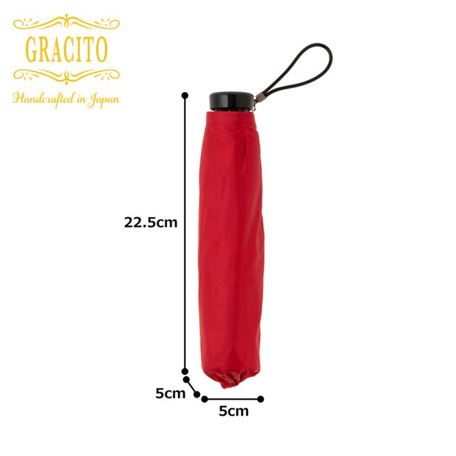 GRACITO 晴雨兼用 日本製 富士絹 軽量 レディース ミニ 折りたたみ傘 25200【ワイン無地】｜グラシト 婦人 傘 手開 カーボン骨 UVカット加工 日傘 雨傘 [0754]
