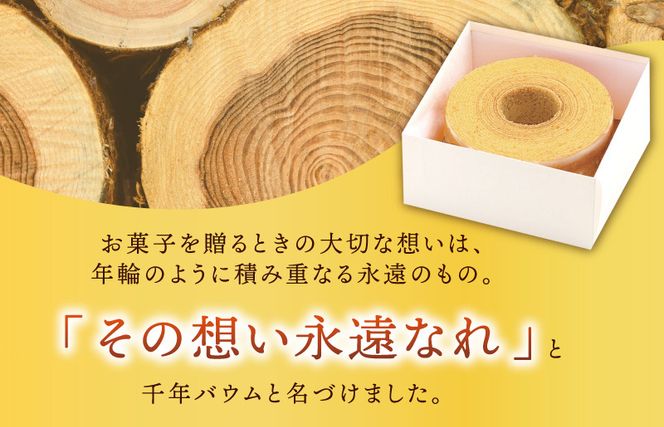 TMS0001 【高島屋選定品】こがしバターの千年バウム（Ｍサイズ）【スイーツ 洋菓子 工場直販 個包装 小分け 専用箱 泉州名産】
