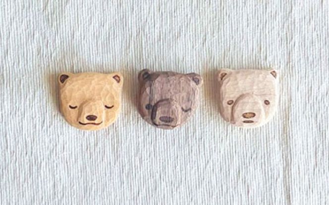 しろくまのマグネット 1点 手彫り 木製 糸島市 / しろくも工房【いとしまごころ】[AEO013]