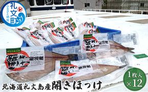 北海道 礼文島産 開きほっけ (1枚入)×12袋［船泊漁業協同組合］【 ほっけ ホッケ 開きほっけ 干物 肉厚 脂のり 焼き魚 海鮮 北海道産 おかず 絶品 大容量 】