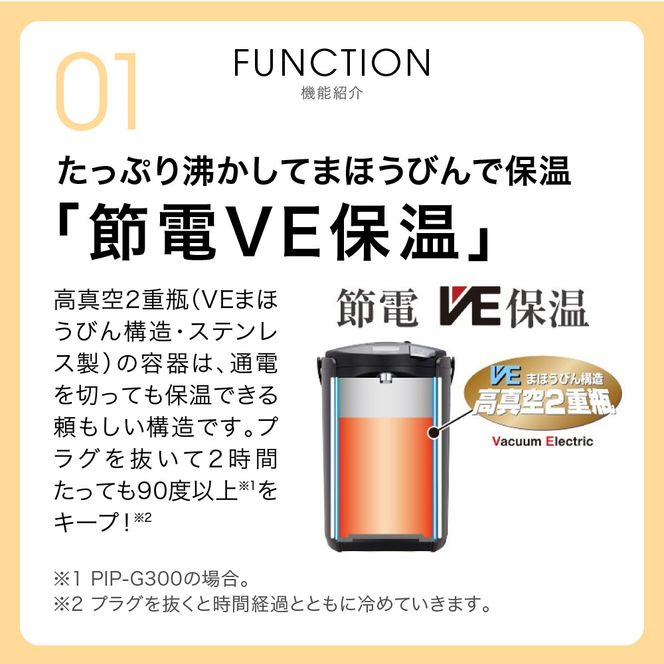 タイガー魔法瓶 蒸気レスVE電気ポット PIP-G300WE アーバンホワイト 3.0L【 電気ポット 電化製品 家電 大阪府門真市 キッチン家電 生活家電 新生活 新生活応援 】 272230_AZ034