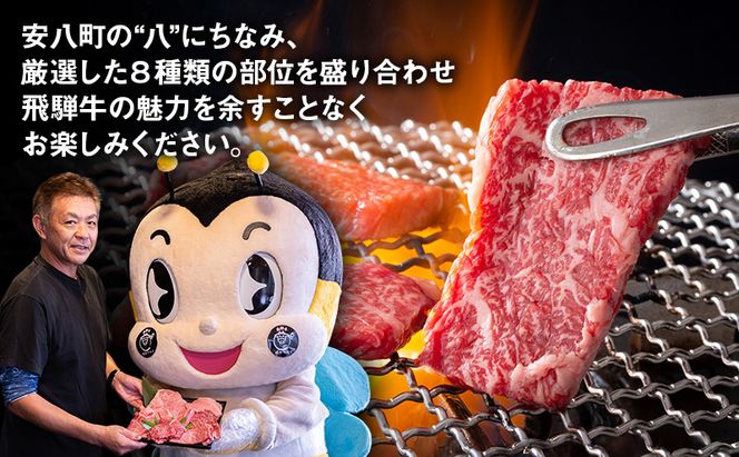 安八スペシャル 焼肉 厳選 8種盛り（トモサンカク、カイノミ、ササニク、三角バラ、ミスジ、ハネシタ、ヒレ、ロース）約800g（各約100g）A4～A5等級使用 肉 牛 牛肉 お肉 国産 和牛 国産牛 BBQ 冷蔵 お取り寄せ 送料無料 焼肉マルイ 岐阜県 安八町