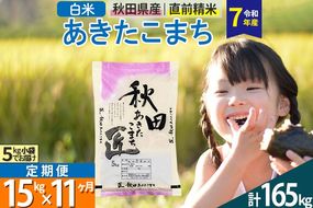【白米】＜令和7年産＞ 《定期便11ヶ月》秋田県産 あきたこまち 匠 15kg (5kg×3袋)×11回 15キロ お米 |02_snk-010711s