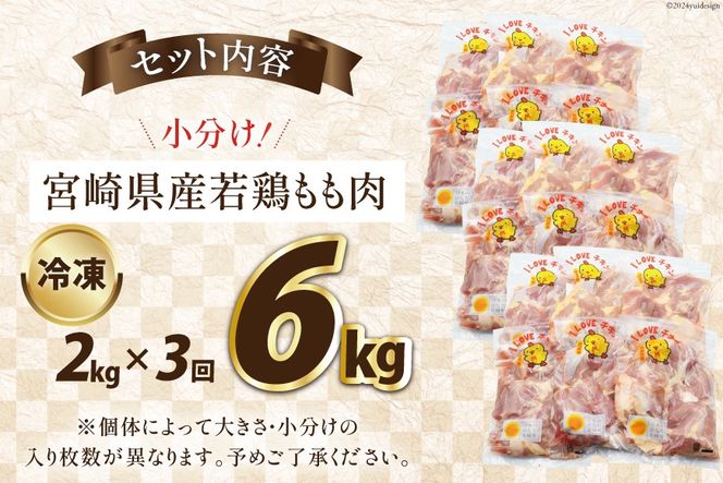 鶏肉 3回 定期便 宮崎県産 若鶏 もも 2kg [エム・ティ・シー 宮崎県 日向市 452061045] 小分け モモ もも肉 モモ肉 冷凍 肉 宮崎