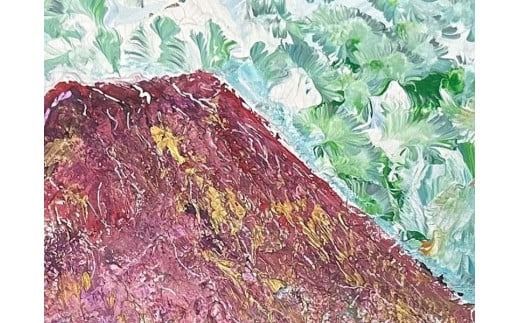 富士山溶岩パワーアート「紫富士の輝き」 絵画 富士山 溶岩 アート インテリア パワーアート 出世富士 額縁付 山梨 富士吉田