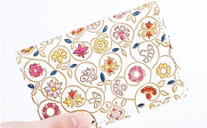 パスケース 金唐小花 文庫屋大関 名刺入れ カードホルダー 名刺ケース 名刺ホルダー カード入れ 定期入れ 定期ケース 小物 革小物 革製品 革 民芸品 日本製 東京 東京都 墨田区　お届け：発送可能時期より順次配送