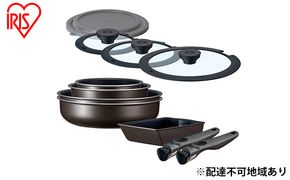 フライパン TERACOAT 12点 深型 セット アイリスオーヤマ IH ガス フライパン鍋セット 深型フライパン 26cm 鍋 卵焼き 卵焼き器 エッグパン 炒め鍋 蓋 蓋付き 取っ手 取っ手が取れる 調理器具 キッチン EHDC-S12S アイリス 宮城 宮城県 大河原町