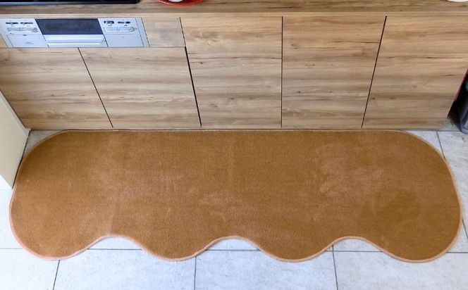 diw0221 北欧風キッチンマット ラグマットタイプ 65×210cm ピーナッツ型 オーカー 抗菌防臭 SEK 織人しきもの屋工房