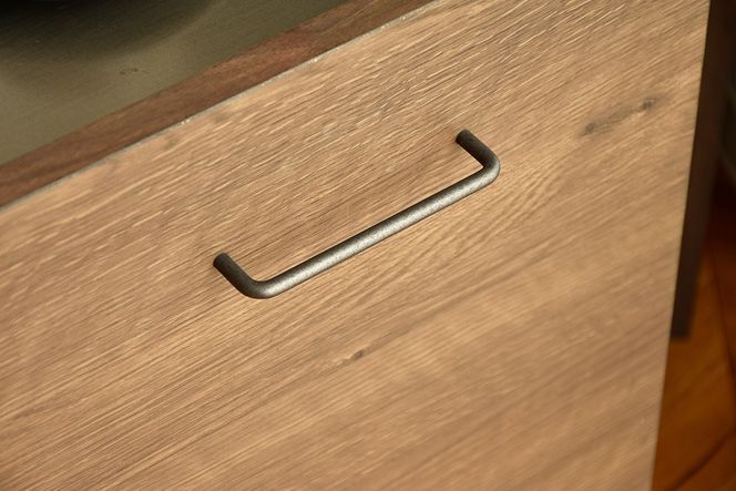 グラーデ 39 ストックカウンター BR【ブラウン 完成品 特殊鋼板 ストック収納 ワゴン 省スペース 作業台】(H062341)