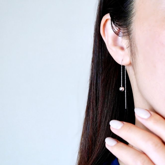 K18WG(18金) ホワイトゴールド 地金 ボール チェーン ピアス シンプル 保証書付 KO-0073 242-033-b