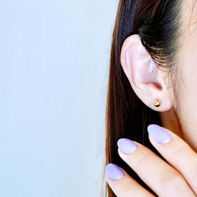 【ジュエリー】K18 18金 ゴールド 地金 シンプル ボール ピアス (5mm) 保証書付 KO-0003 242-009-b