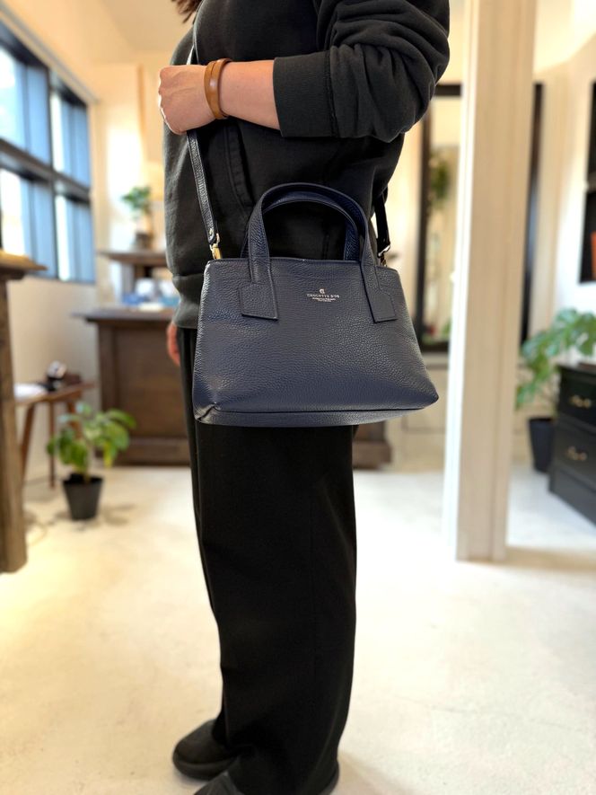 革職人が作った本革トートバッグXSシュリンク【ネイビー】 304018_AX28VC02