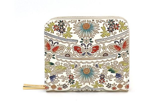 【文庫屋大関】二つ折りファスナーミニ財布 茉莉花＜翡翠＞【皮革工芸品】財布 二つ折り 小物 お札 カード 小銭 コンパクト 牛革 手作り 日本製 墨田区 東京都