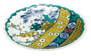 九谷焼 9号盛皿/古九谷風 a01 工芸品 平皿 結婚 引き出物 金婚式 誕生日プレゼント 還暦祝い 古希 喜寿 米寿 退職 定年 プレゼント お祝い お返し お礼 