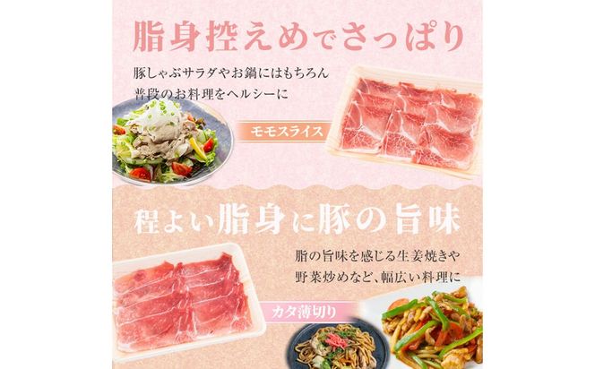 〈3回定期便〉鹿児島県産 豚モモスライス&カタ薄切り 各250g×8Pずつ 計4kg×3回 t0051-003