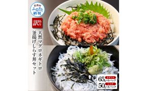 【CF-R7hbk】KGP037-W　訳あり高知県産釜揚げしらす（8P）と天然マグロのタタキ丼（6P）セット（小分け）
