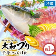 【大和ブリ】半身（フィレ）約1.0kg×1枚　スキンレスロイン仕様　N072-YB327_1