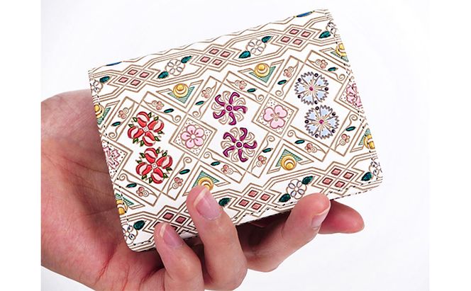 【文庫屋大関】箱まち小銭入れ　花菱【皮革工芸品】 ファッション小物 財布 民芸品 