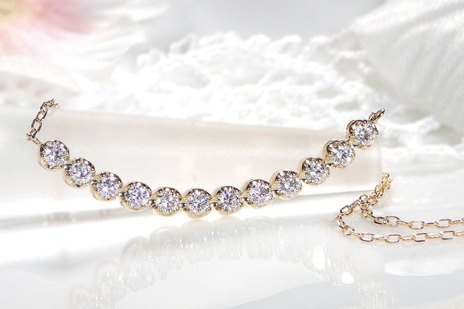 K18YG【0.40ct】ライン ダイヤモンド ネックレス ペンダント EmN0081-18Y SWCJ006-yg