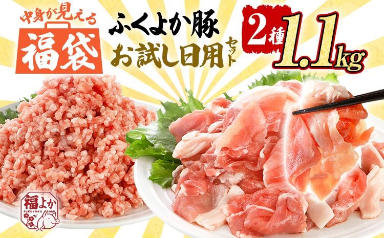 福袋 豚肉 切り落とし ミンチ [C]ふくよか豚 お試し日用セット 小分け ブタ肉 ぶた肉 冷凍 福岡県 福岡 九州 グルメ お取り寄せ