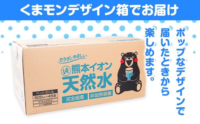 熊本イオン純天然水 ラベルレス 500ml×45本 お試し 《30日以内に出荷予定(土日祝除く)》 水 飲料水 ナチュラルミネラルウォーター 熊本県 玉名郡 玉東町 完全国産 天然水 くまモン パッケージ---gkt_gfrst45_30d_24_5500_ni---