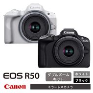 【Canon】　キヤノン ミラーレス カメラ EOS R50 ダブルズームキット ホワイト/ブラック キャノン 一眼 家電_0043C