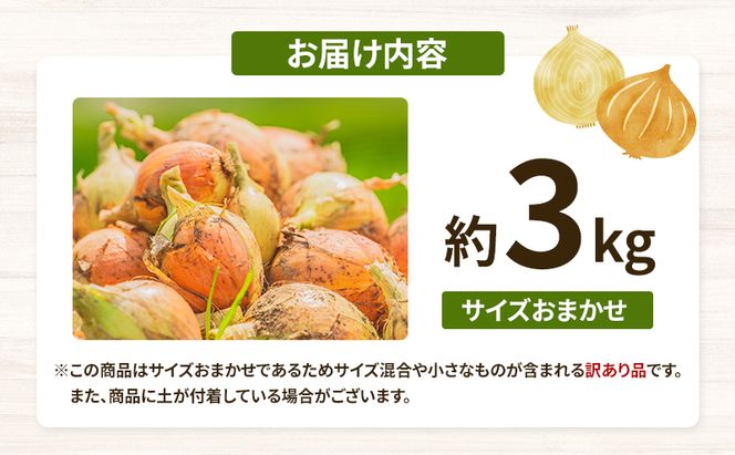 玉ねぎ 訳あり 香川県産 約3kg サイズおまかせ サイズ混合 柔らか 甘い 肉厚 炒め物 メインディッシュ つけあわせ 付け合わせ 薬味 常温 たまねぎ 玉葱 野菜 家庭用 自宅用 五色青果 香川県 東かがわ市 46312766