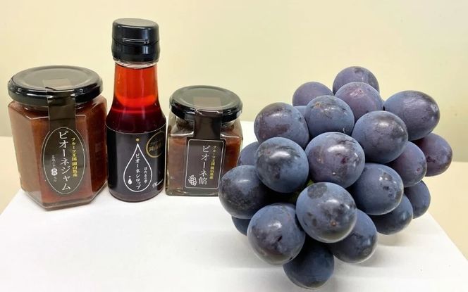 【2026年先行予約】NISSHOKU FARM 大粒ピオーネとピオーネスイーツ（ジャム・シロップ・飴）の詰合せ 岡山県 真庭市 ぶどう 食べ比べ セット【nisfarm016-02】