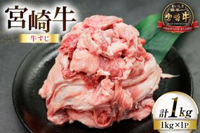 牛肉 宮崎牛 牛すじ 1kg [ローカルブランディング 宮崎県 日向市 452061404] 冷凍 黒毛和牛 黒毛 A4 A5 国産 牛筋