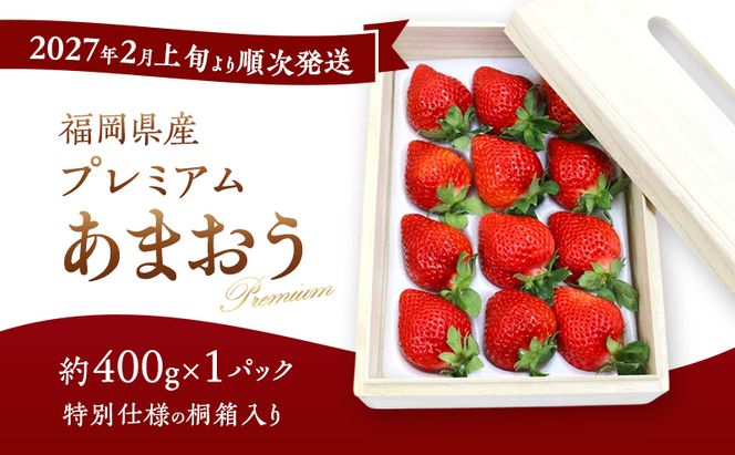 あまおう 【2027年2月上旬より順次発送】ティッシュボックス用 特別仕様の桐箱入り プレミアムあまおう 約400g×1パック 【ギフト・お祝い・贈答用】 イチゴ 苺 いちご 果物 福岡県産 ※配送不可:離島