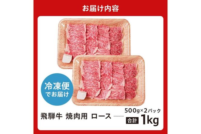  飛騨牛　焼肉用ロース1kg（500ｇ×2）【0016-053】