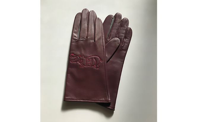 スマホ対応羊革レディース手袋（HIPPO`刺繍）