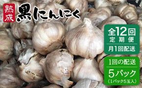 【 全12回 定期便 】熟成 黒にんにく 25玉 （ 1パック 5玉 × 5パック ） 《糸島》 【シーブ】 [AHC040] 黒 ニンニク にんにく 大蒜 熟成 健康 定期便