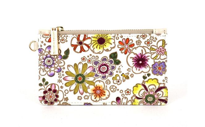 【文庫屋大関】すっきりカードケース　みつばち【皮革工芸品】 ファッション小物 雑貨 フラグメントケース 小銭入れ付き 収納 スマート 日本製 ミツバチ 