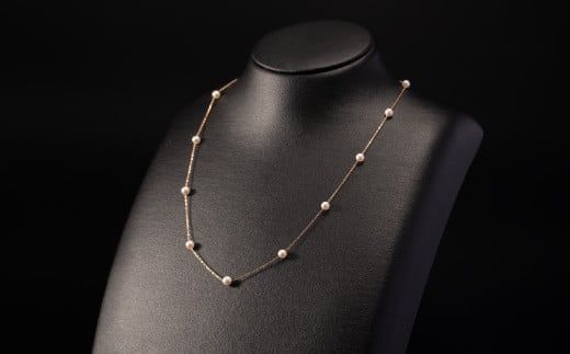 【真珠】【華奢可愛い♪】4mm アコヤ真珠ベビーのステーションネックレス