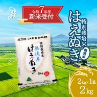 【新米受付 10月発送】R7年産 特別栽培米 はえぬき無洗米 2kg（入金期限：2025.9.15）