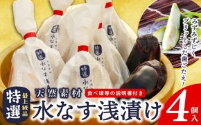099H4576 「特選最上級品」天然素材 水なす浅漬け 4個【新鮮 野菜 泉佐野産 茄子 やさい 高評価 数量限定】