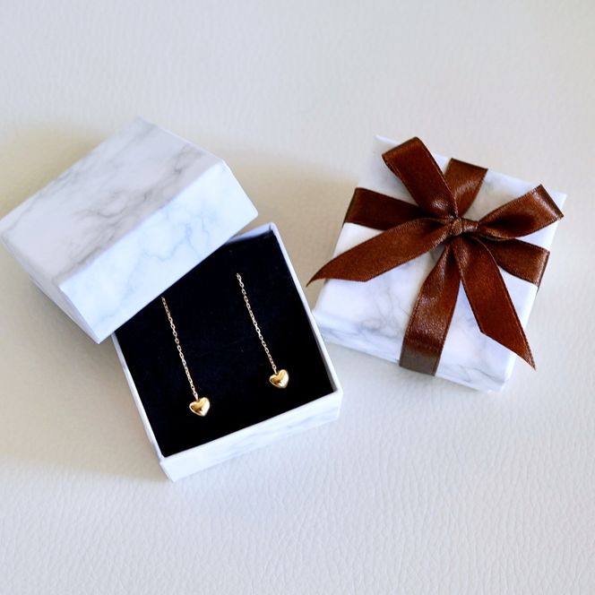 K18(18金) イエローゴールド 地金 ハート チェーン ピアス シンプル 保証書付 KO-0066 242-026-a