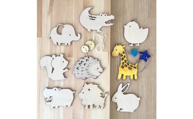 木製モビールてづくりキット［動物園］ 工芸品 インテリア 玩具 おもちゃ 