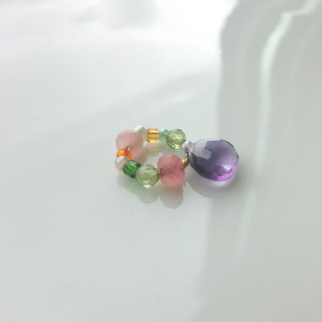 baby ring top ペンダントトップ 1個 アメジスト 天然石 アクセサリー [Q] handmadejewely 【 シンプル 可愛い ハンドメイド ジュエリー 手作り 職人 上品 大人な雰囲気 ギフト プレゼント ラッピング 結婚式 普段使い 北海道 幕別 】