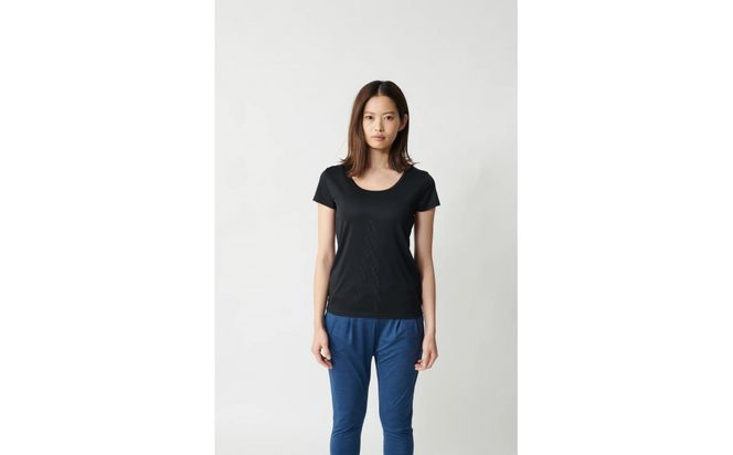 【数量限定】リライブインナー/レディース/2分袖/ブラック（Lサイズ） 【 リカバリーウェア 2分袖 インナー  特許取得 女性 インナーシャツ 半袖 アンダーシャツ Uネック 機能性tシャツ 機能性シャツ 肌着 プレゼント ギフト 】 041009_ES007VC04