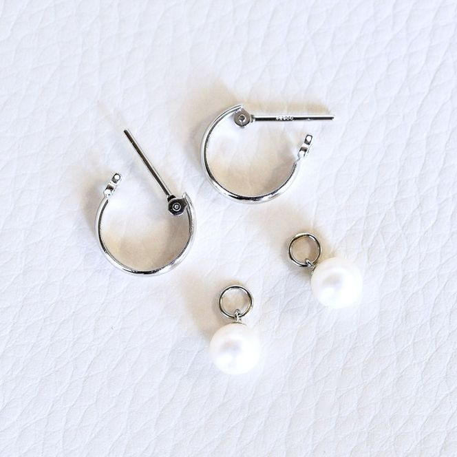 Pt900 プラチナ 2WAY ピアス 地金 真珠 パール フープピアス (直径10mm) 保証書付 SMK-5249 SWAD098-ppt