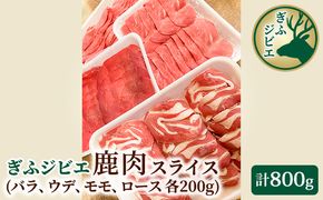 ぎふジビエ　鹿肉スライス200g×4パック 自然 天然 安心 安全 美味しい 健康 低脂質 高たんぱく 鉄分 ミネラル ヘルシー 栄養価 赤身 旨味 
