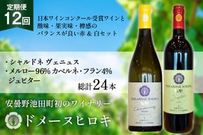 ワイン 定期便 12回 赤 ジュピターとシャルドネヴェニュス 各750ml計2本×12回 総計24本 [ヴィニョブル安曇野 長野県 池田町 48110821] 赤ワイン 白ワイン 飲み比べ ドメーヌヒロキ
