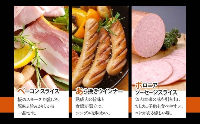 【ふるさと納税】国産 熟成肉 ハム プレミアムギフトC 詰め合わせ ボンレスハム ポークプレスハム ベーコン あら挽きウインナー ボロニアソーセージ 神奈川県 茅ヶ崎市