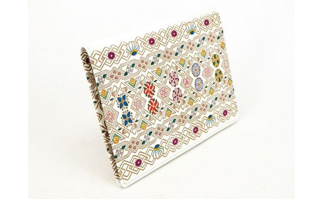 【文庫屋大関】パーソナルホルダー　花菱【皮革工芸品】 民芸品 雑貨 牛革 現代風デザイン 