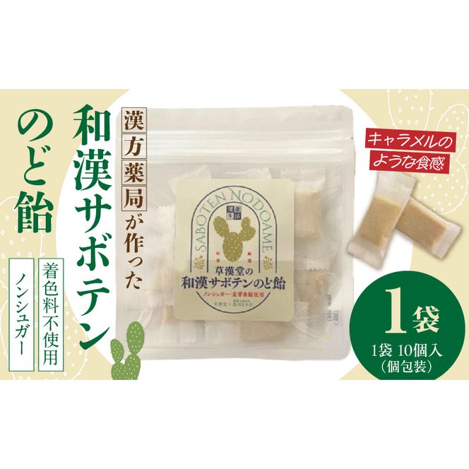 和漢サボテンのど飴　1袋 ［103S12］ 和漢 サボテン のど飴 草漢堂 オリジナル サボテンパウダー入り ノンシュガー 着色料不使用 個包装 島川あめ店 コラボ 飴 キャンディー おかし お取り寄せ 愛知県 小牧市 送料無料
