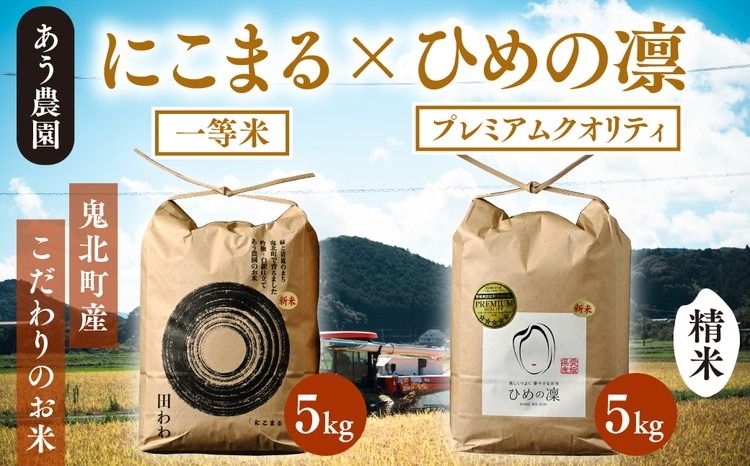 [R7年産]にこまる×ひめの凛(プレミアムクオリティ) 各5kg (計10kg) [食味値・味度値合計:170以上]| お米 お米品薄 おいしい お米 送料無料 白米 愛媛県産 鬼北町 ※2025年11月上旬より順次発送予定