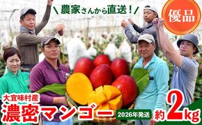 【2026年発送】濃密マンゴー《優品・約2kg》大宜味村農家さんから直送！ 優品 先行予約 沖縄 甘味 糖度 濃厚 おいしい お土産 まんごー アーウィン 果物 くだもの 果実 送料無料 ふるさと納税 ２キロ トロピカル 化粧箱入り 食べ物 フルーツ
